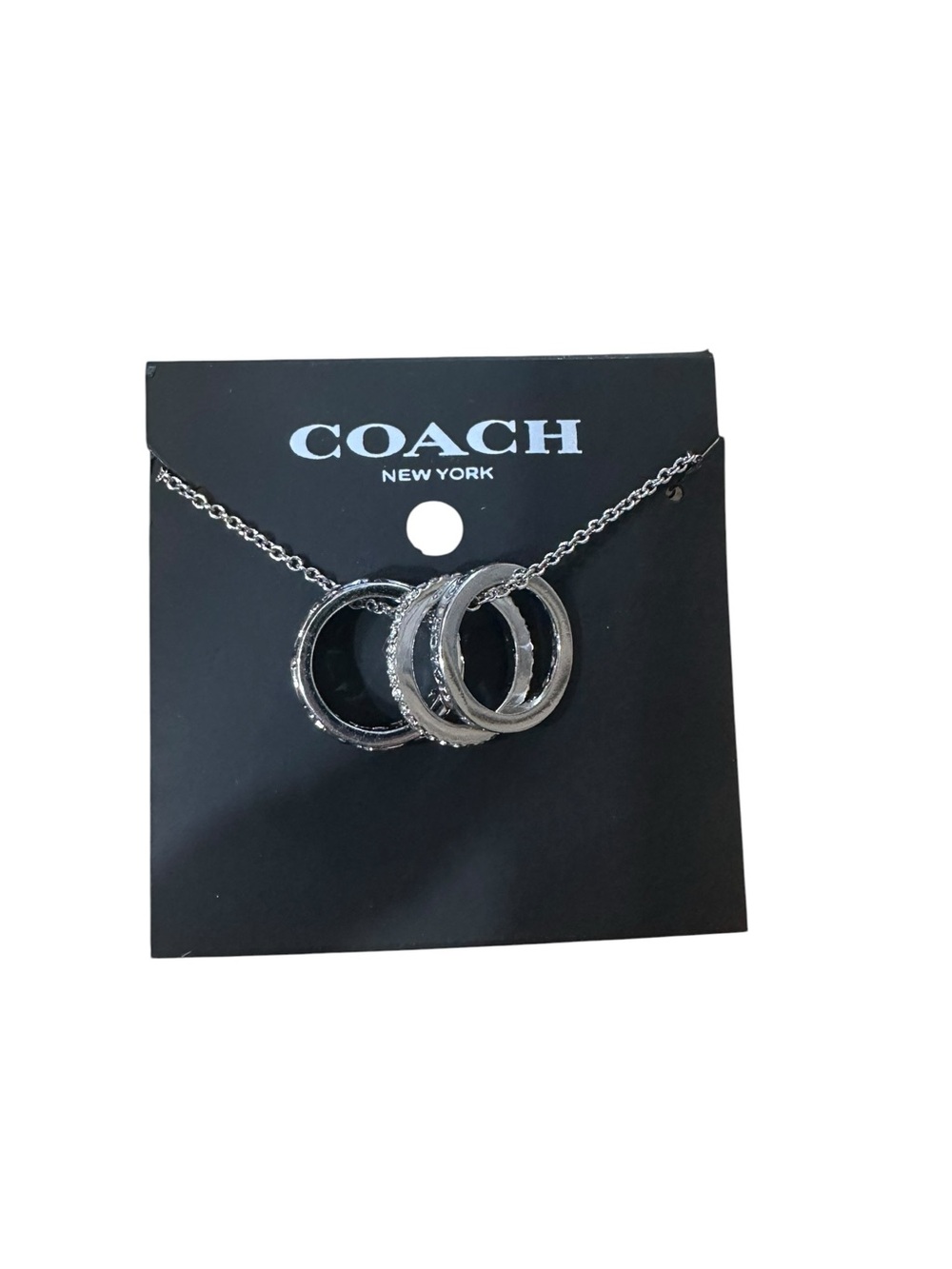 Coach Silver-Tone Stacked Ring Pendant Necklace - Silver - Picture 2 of 3